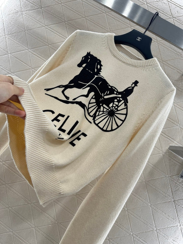 Celine 25 Horse Knit Sweater Wool 294034