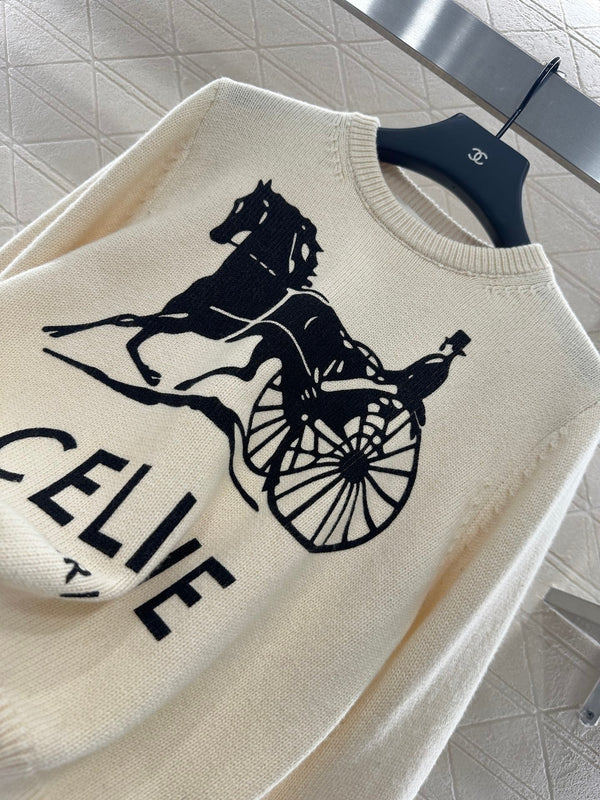 Celine 25 Horse Knit Sweater Wool 294034