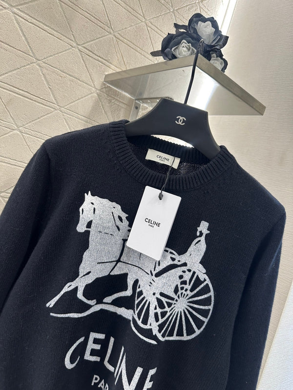 Celine 25 Horse Knit Sweater Wool 294034