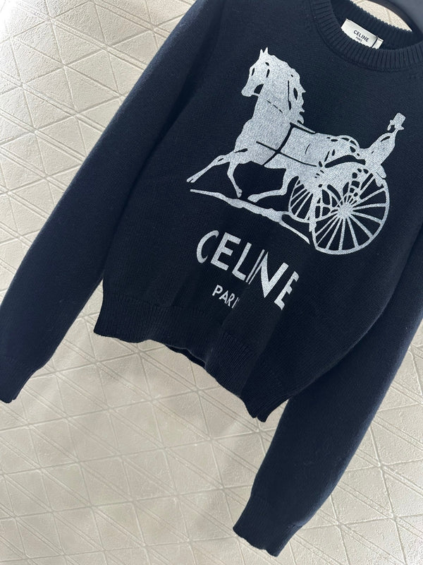 Celine 25 Horse Knit Sweater Wool 294034