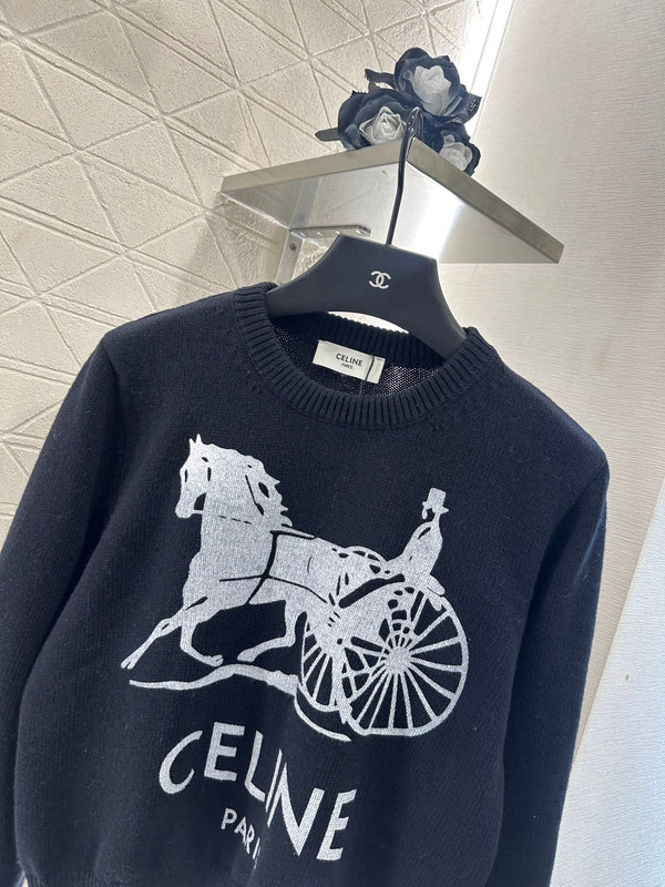 Celine 25 Horse Knit Sweater Wool 294034