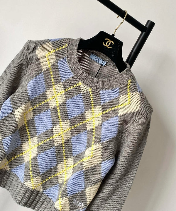 Prada 25 Crop Top Sweater Multicolor Wool 293872