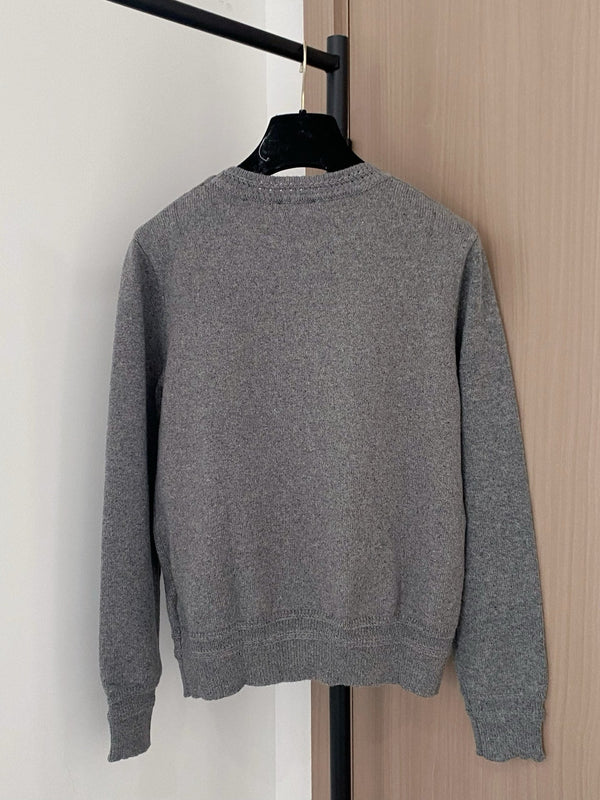 Chanel Pull 25 Laine Gris Bleu 307992