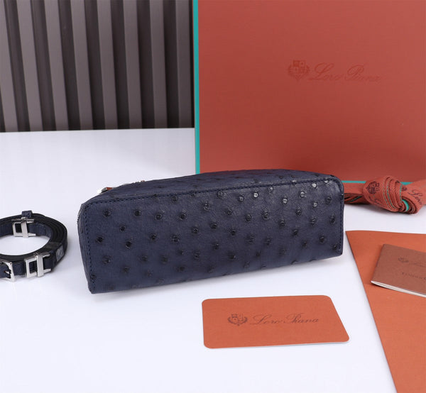 TASCA EXTRA L19 IN PELLE DI STRUZZO BLU SPAZIALE