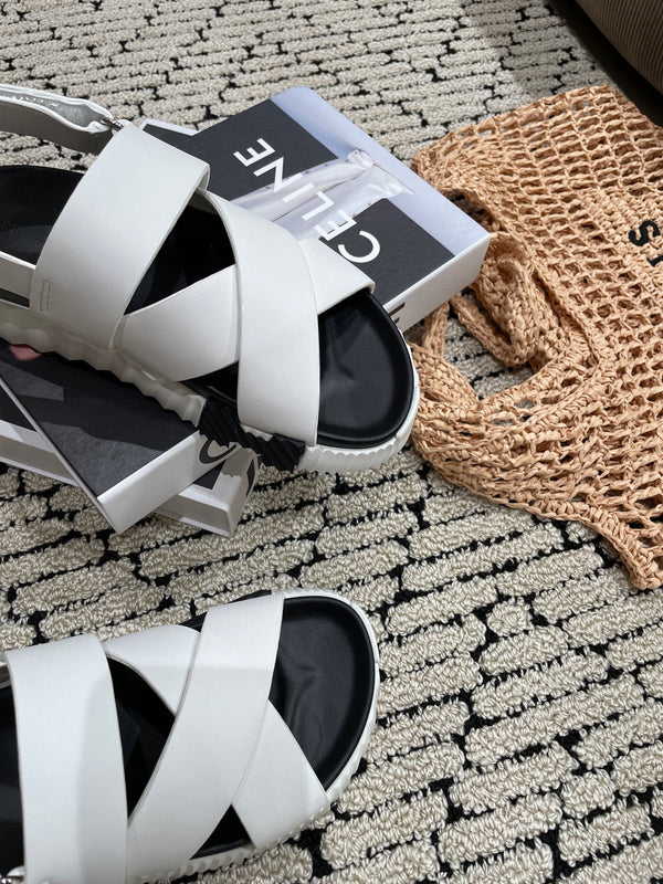 ELECTRIC SANDAL BLACK MIX CREAMY WHITE CALFSKIN