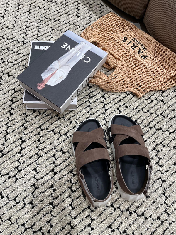 ELECTRIC SANDAL BLACK MIX BROWN SUEDE