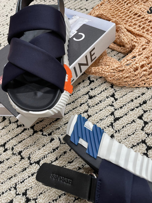 ELECTRIC SANDAL BLACK MIX CHARCOAL BLACK CALFSKIN