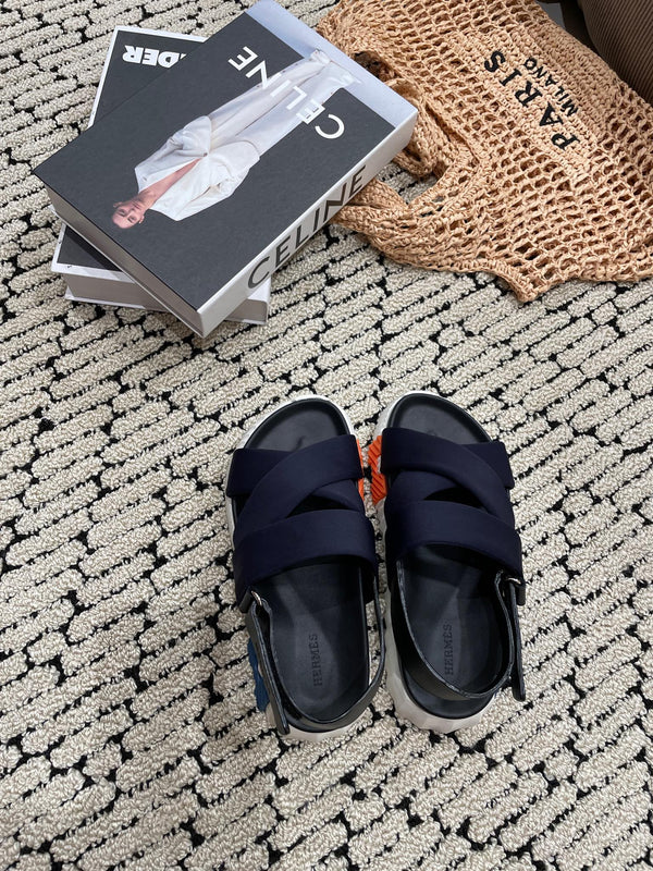 ELECTRIC SANDAL BLACK MIX CHARCOAL BLACK CALFSKIN