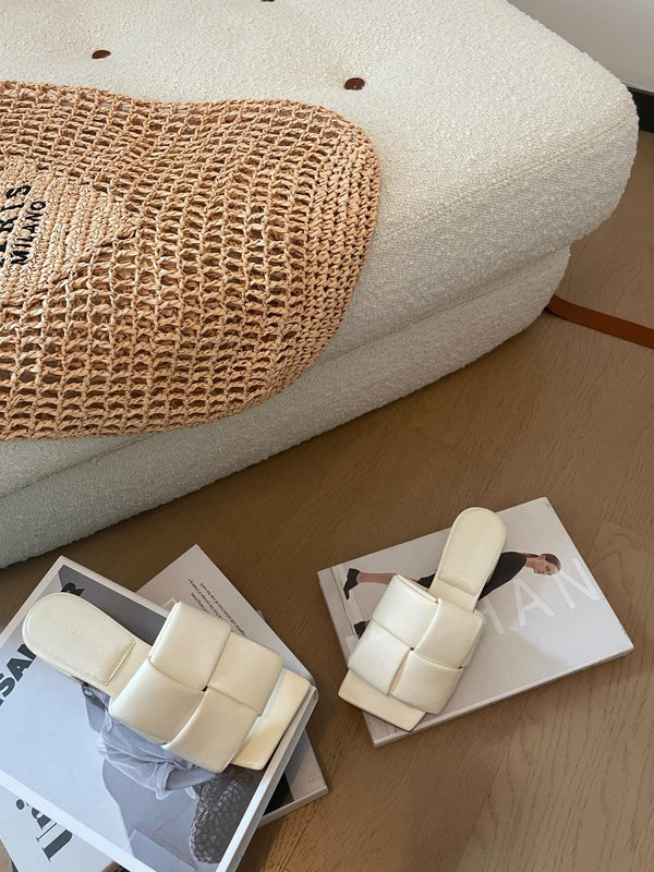 patch mule 35 white lambskin