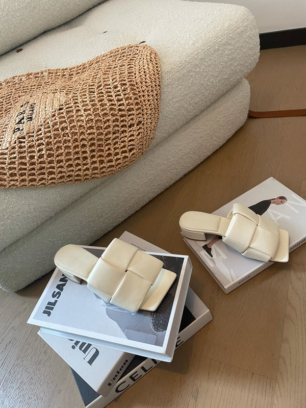 patch mule 35 white lambskin