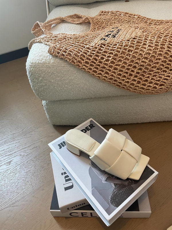 patch mule 35 white lambskin