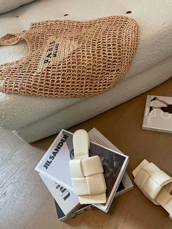 patch mule 35 white lambskin