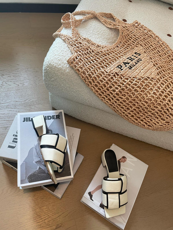 patch mule 35 white black cotton