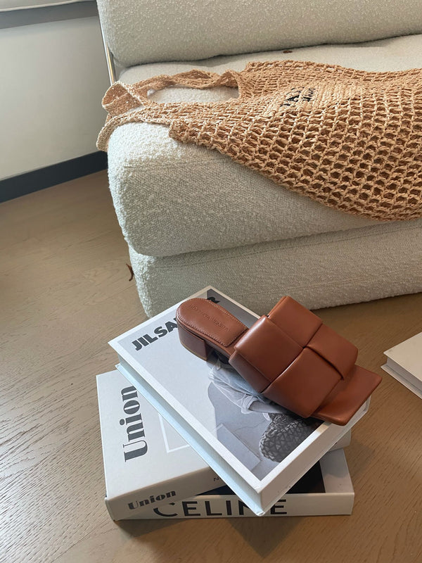 patch mule 35 brown lambskin