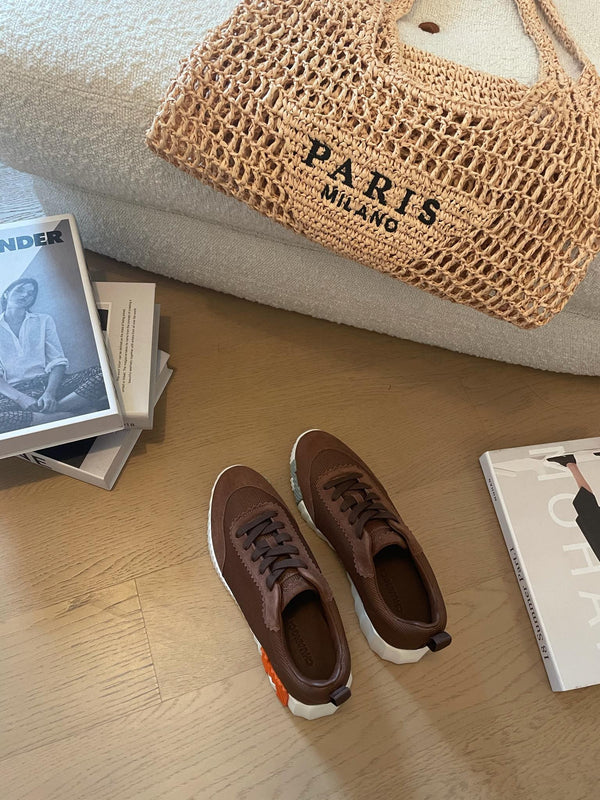 HM Bouncing 35 Sneakers Chocolate Canvas & Suede Goatskin H Orange