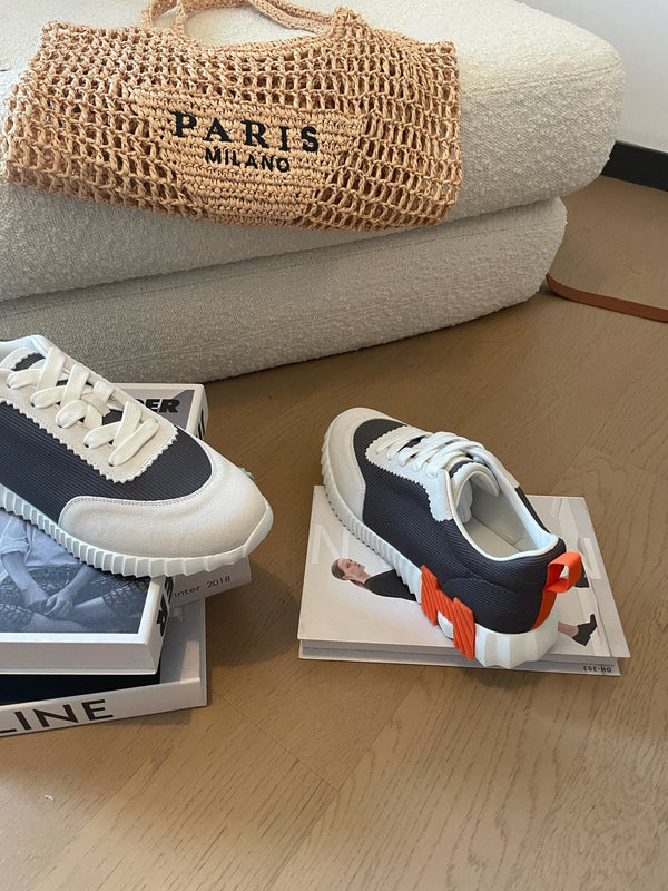 HM Bouncing 35 Sneakers Black Canvas White Suede Goatskin H Seafoam Orange