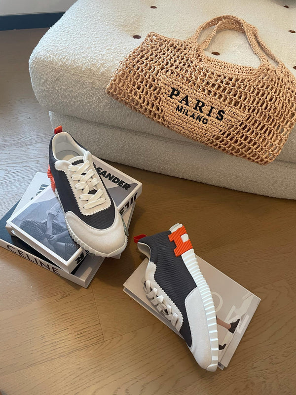 HM Bouncing 35 Sneakers Black Canvas White Suede Goatskin H Seafoam Orange