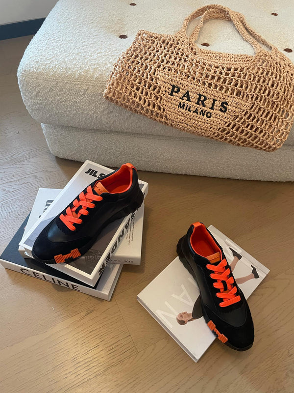 HM Bouncing 35 Sneakers Black Goatskin & Suede Goatskin Orange H Orange