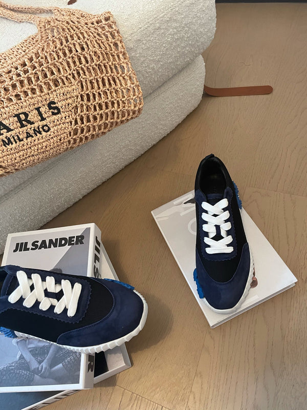 HM Bouncing 35 Sneakers Black Canvas Blueberry Suede Goatskin H Blue