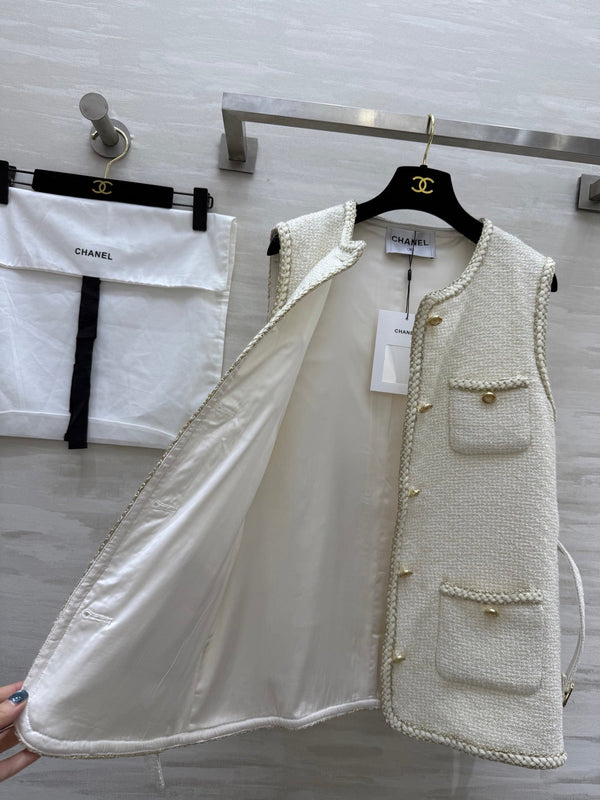 CC 25 Lady Vest Ivory Cotton