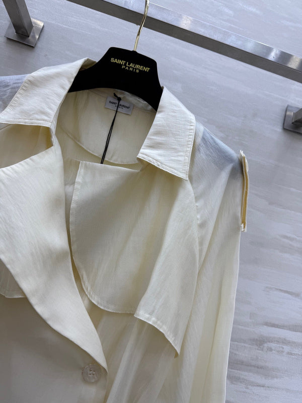 YSL 25 Windbreaker Jacket Cream Tencel