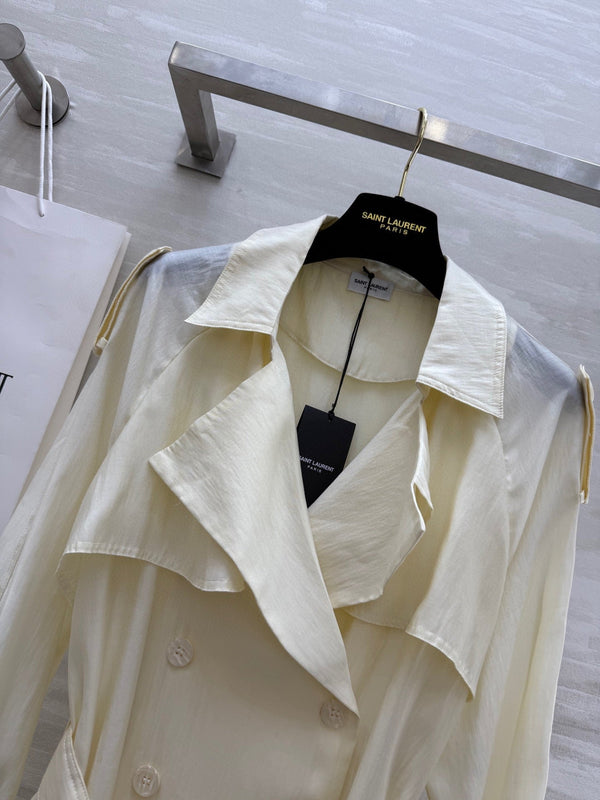 YSL 25 Windbreaker Jacket Cream Tencel