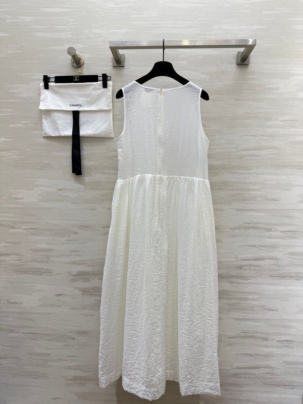 CC Retro Floral Dress White Cotton