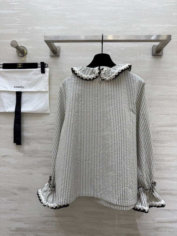 CC Vertical Striped T-shirt Gray Cotton