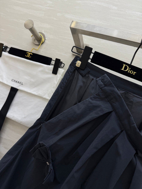 CC Bowknot Skirt Black Cotton