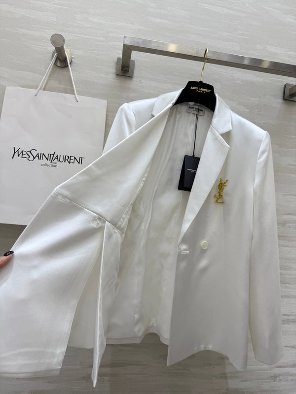 YSL 25 Suit Jacket White Triacetate