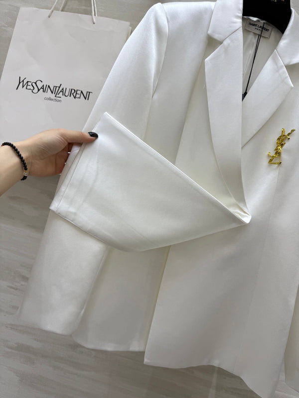 YSL 25 Suit Jacket White Triacetate