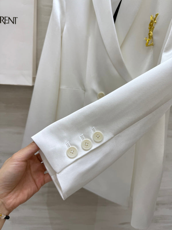 YSL 25 Suit Jacket White Triacetate
