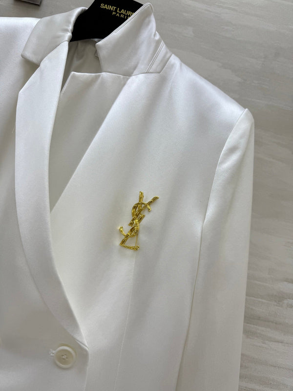 YSL 25 Suit Jacket White Triacetate