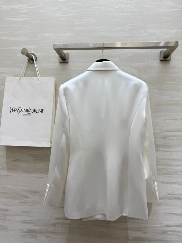 YSL 25 Suit Jacket White Triacetate