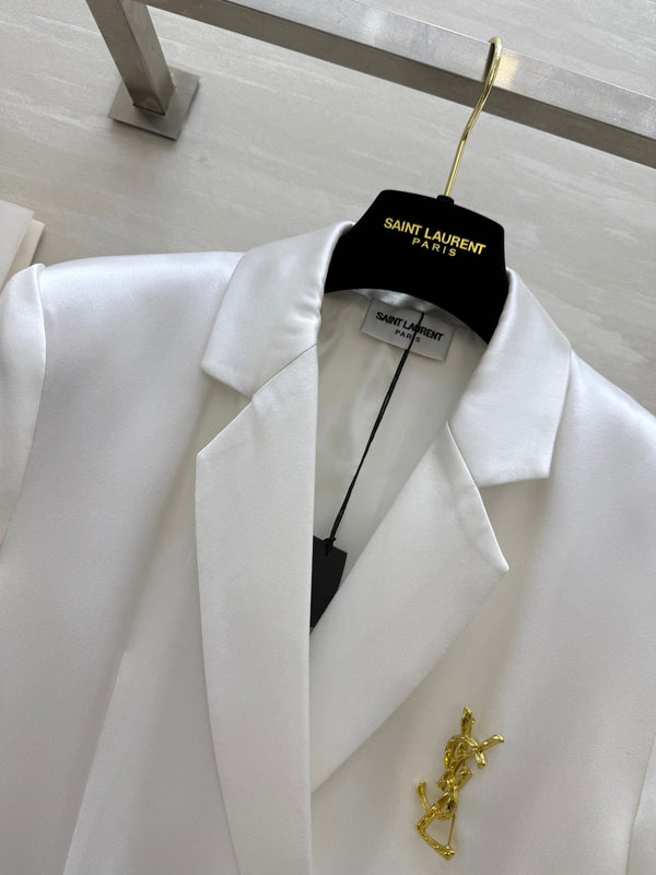 YSL 25 Suit Jacket White Triacetate
