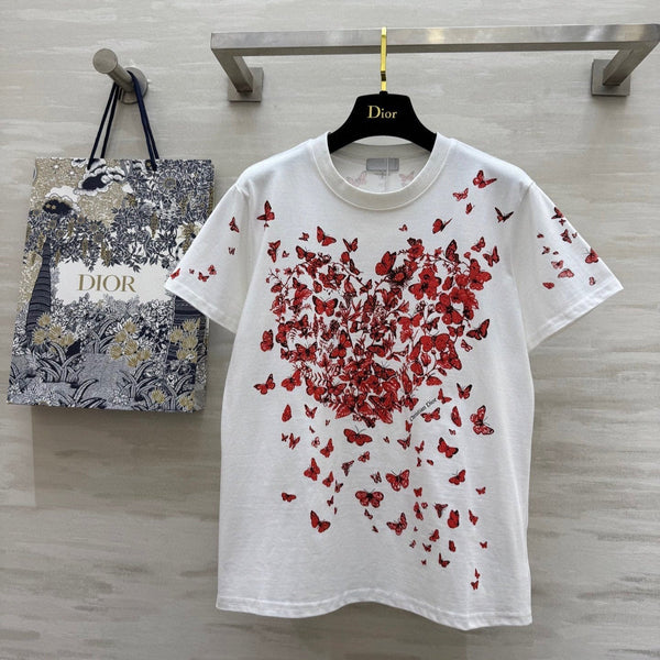 CD Butterfly Lover T-shirt White Red Cotton