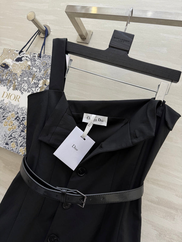 CD 25 One-shoulder Suspender Tube Top Dress Black Cotton