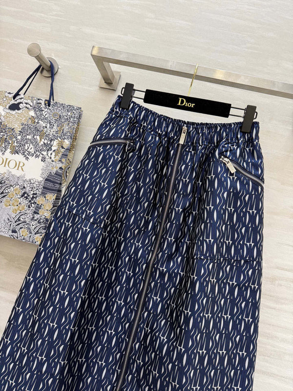 CD 25 Letter Skirt Blue Jacquard Fabric