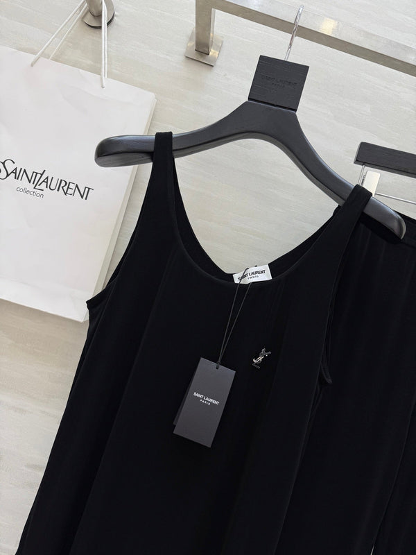YSL 25 Vest Pant Set Black Acetate