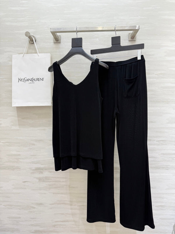 YSL 25 Vest Pant Set Black Acetate
