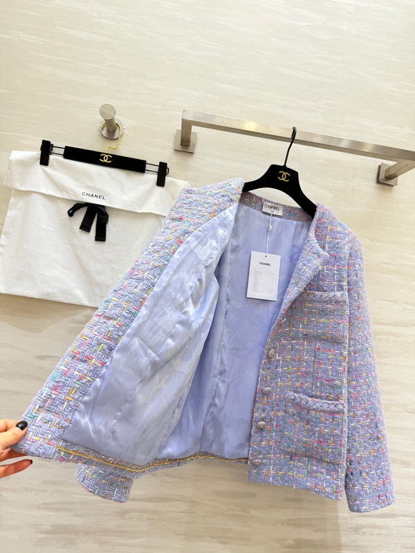 Manteau mi-long en tweed de laine violet Chanel 2025 Tissu 319534