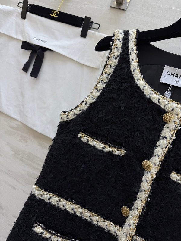 CC FW 25/26 Robe Tweed Noir Blanc 343342