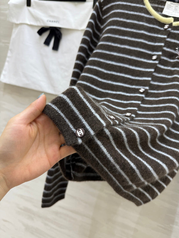 Gilet Cardigan Rayé Alpaga CC Laine 343299