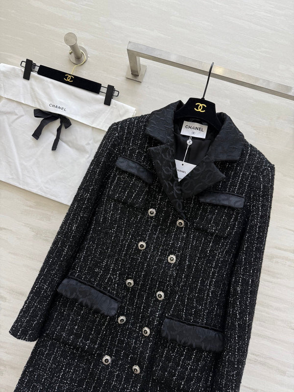 Veste CC noire, argent, tweed noir 344806