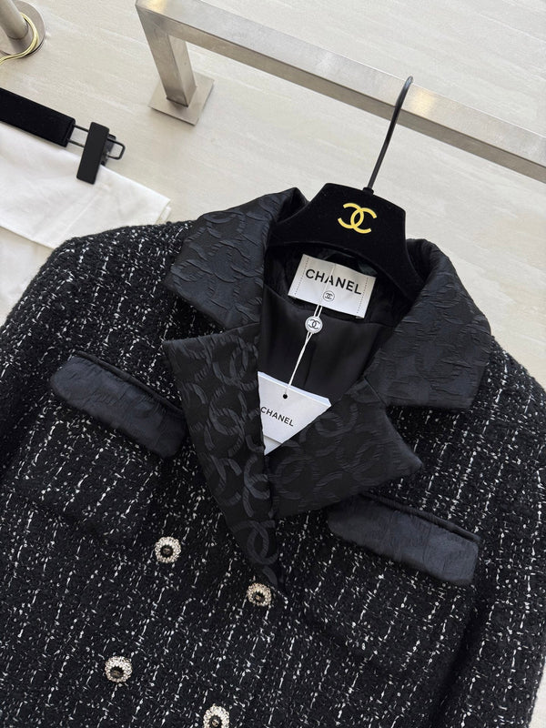 Veste CC noire, argent, tweed noir 344806