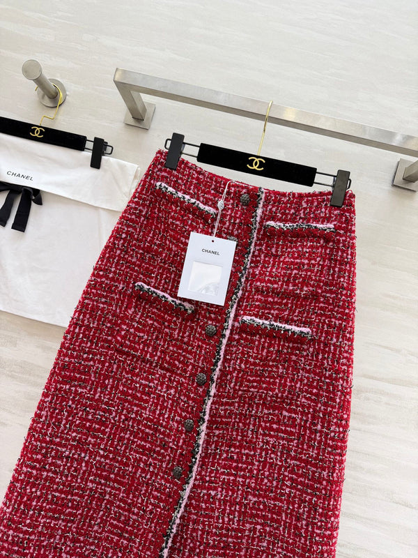 Jupe CC Runway Tweed Rouge 344793