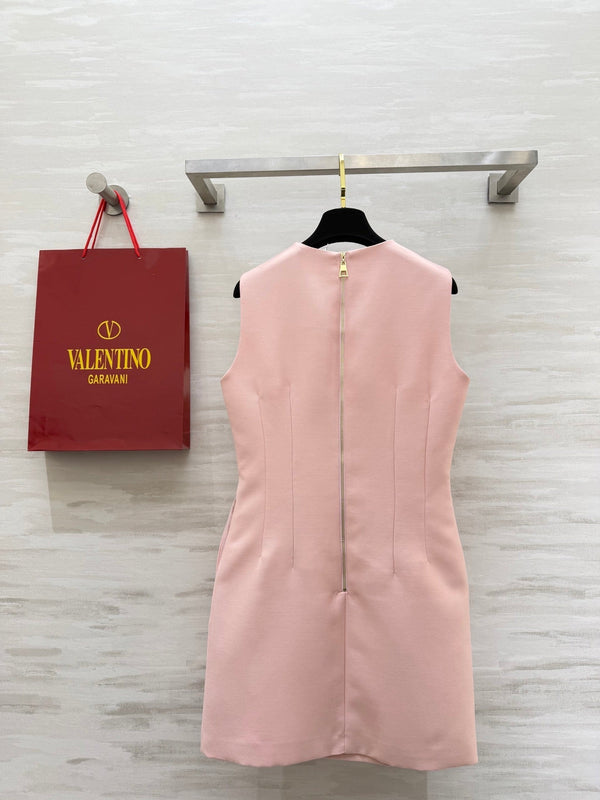 Robe sans manches ornée d'un nœud et de perles Valen 26s Rose Tissu 344776