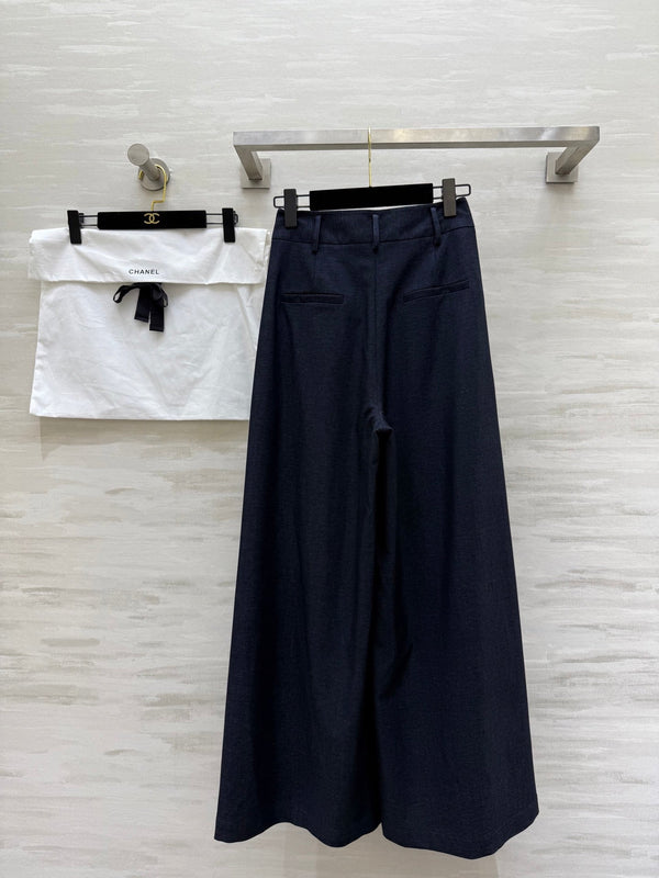 Pantalon large droit en coton noir CC 346625