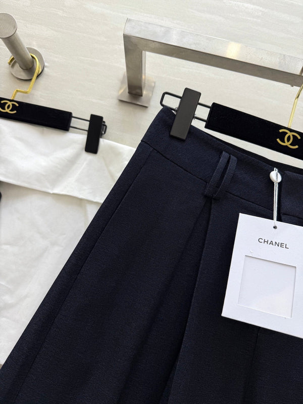 Pantalon large droit en coton noir CC 346625