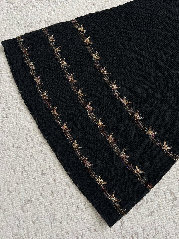 Robe CC à manches cloche bordées de papillons Laine noire 346483
